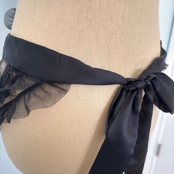 Victorias Secret Apron Lingerie 34C Black Sheer Mesh Lace Bustier French Maid - Picture 6 of 9